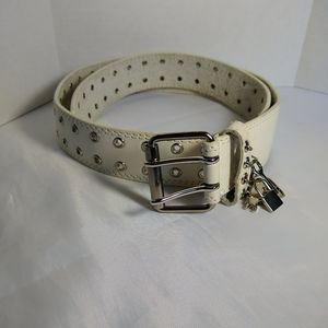 Mudd Brand White Leather Belt Silver Charms